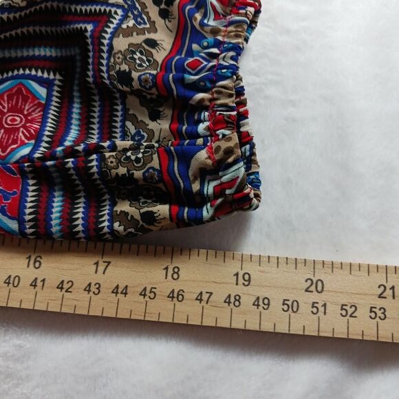 CATO Woman's Medium Lined Midi V- Neck Long Sleeve Multicolor Pattern. Blue/ Red - Picture 11 of 13